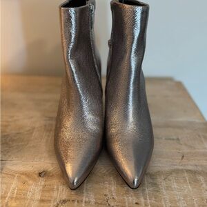 Metallic Silver Ankle Boots
